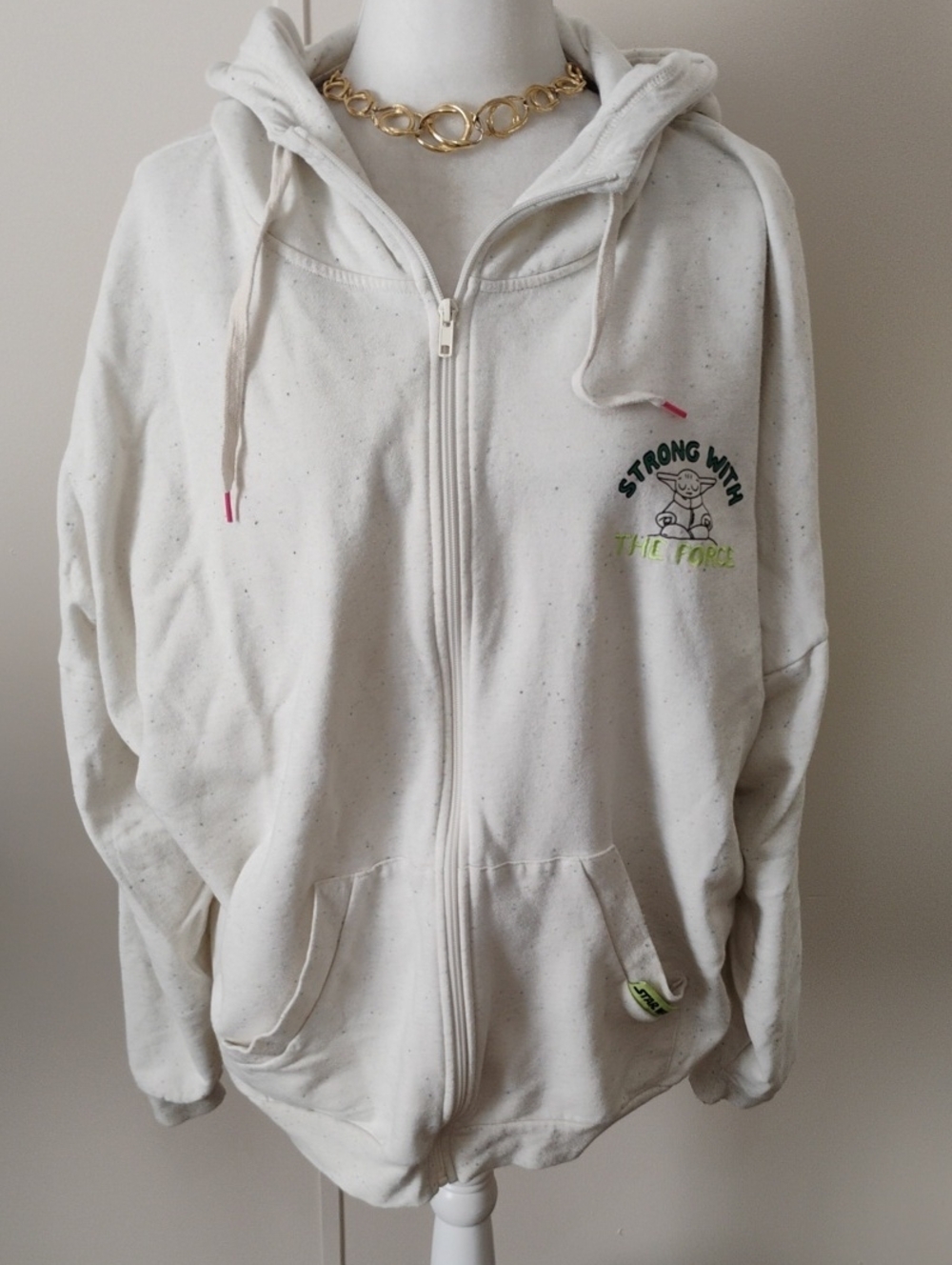 Star Wars Cream Zip-Up Hoodie with 'Strong With The Force' Graphic